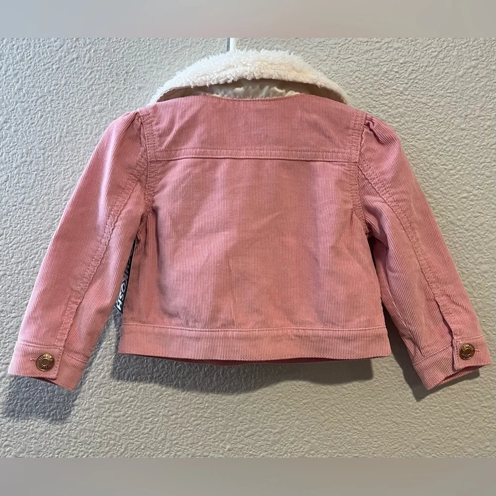 Oshkosh Bgosh Baby Girl Corduroy Sherpa Collar Pink Jacket Size 18 Months